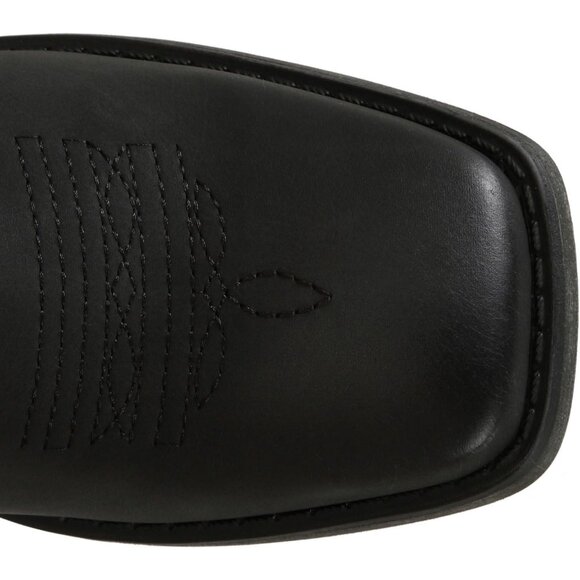 Black Women's Wide Width Cowboy Boots Square Toe Mid Calf Western Cowgirl Boots - Picture 3 of 8